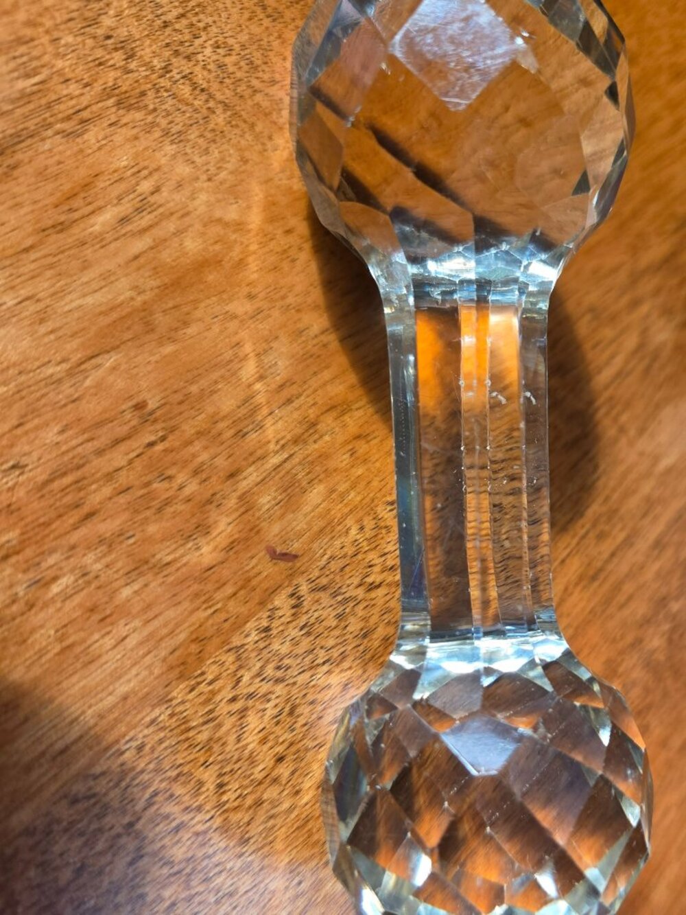 vintage crystal barbell spoon or knife rest